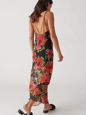 Urban Outfitters Rosalia Chiffon Floral Slip Dress | Size Small